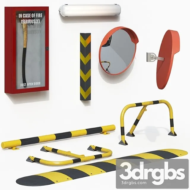 Parking Equipment Set 3D Model Download