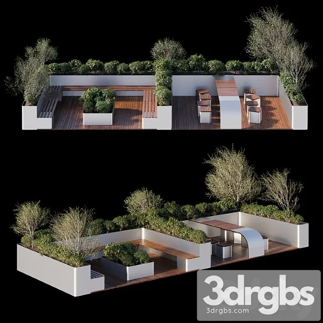 Parklet – recreation area in the park and urban environment 3D Model Download
