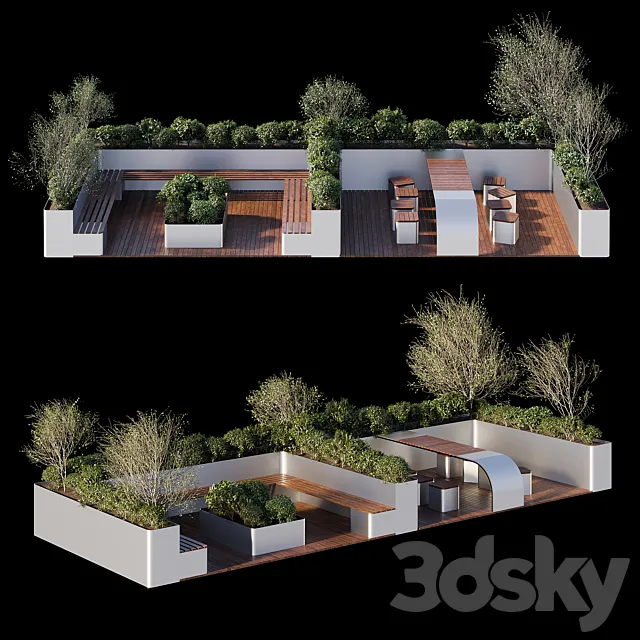Parklet – recreation area in the park and urban environment 3D Model