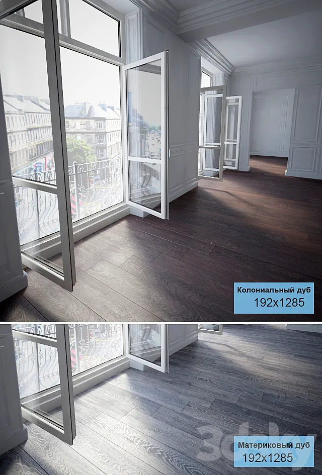 Parquet 2 species: Colonial oak. oak Mainland 3DModel Parquet 2 species: Colonial oak. oak Mainland 3DModel