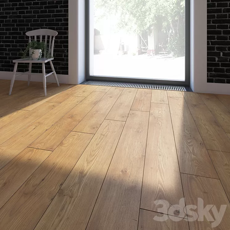 Parquet 2x types of Kronospan Swedish rustic oak and chestnut tan 3D Model