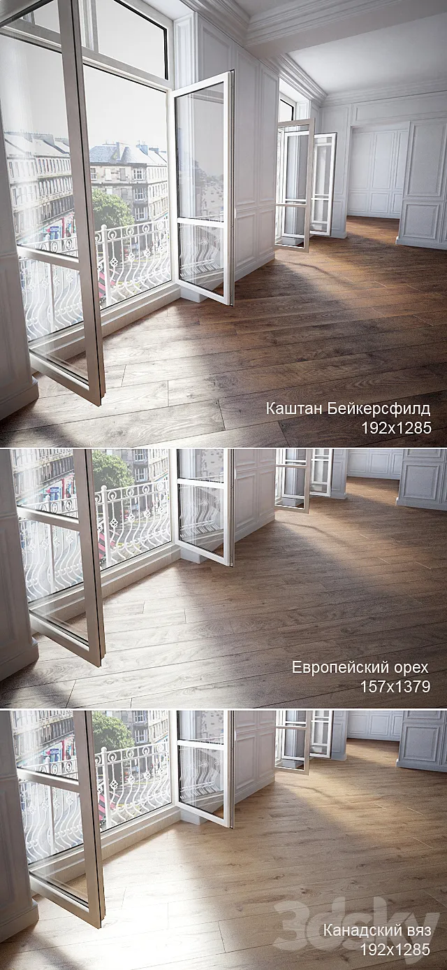 Parquet 3 species: European walnut Canadian elm chestnut Bakersfield 3D Model Parquet 3 species: European walnut Canadian elm chestnut Bakersfield 3D Model