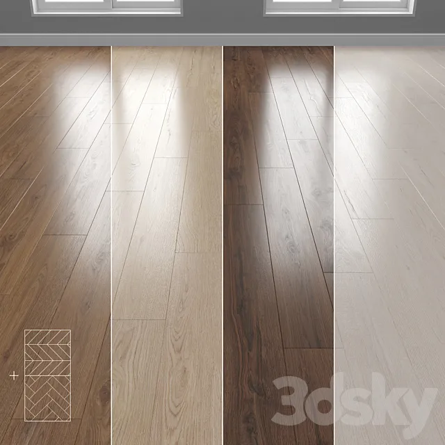 Parquet 4 colors Linear herringbone chevron setquad3 3D Model