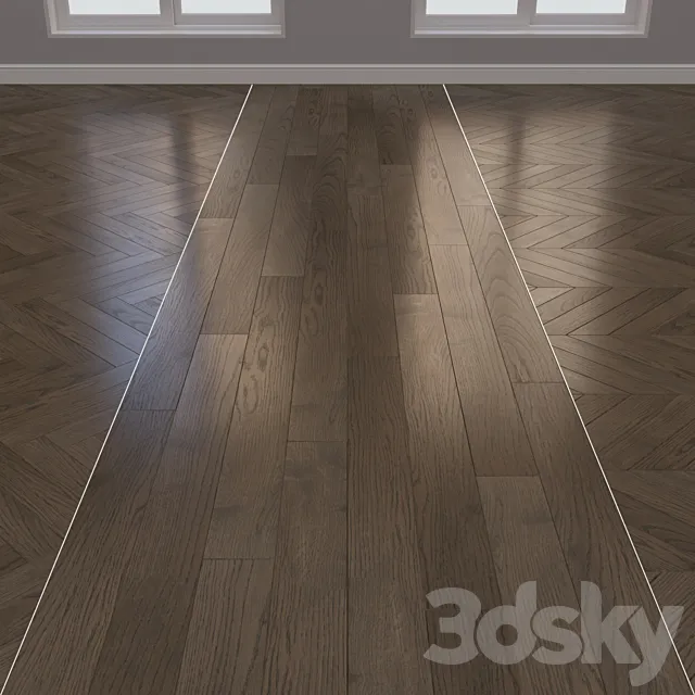 Parquet board Kraft Oak layout Christmas tree chevron and linear 4 3D Model