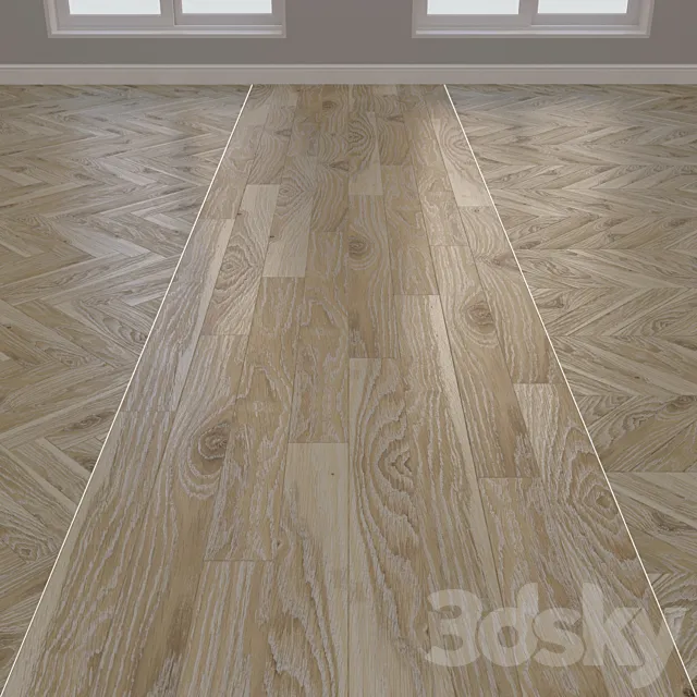 Parquet board Kraft Oak layout Christmas tree chevron and linear 9 3D Model