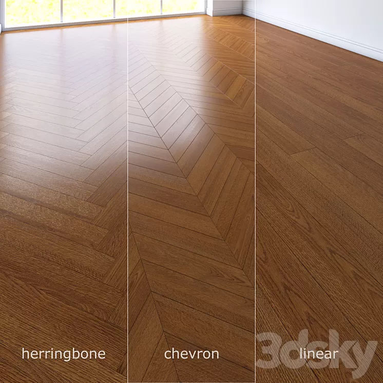 Parquet natural. Chevron herringbone straight. 3D Model