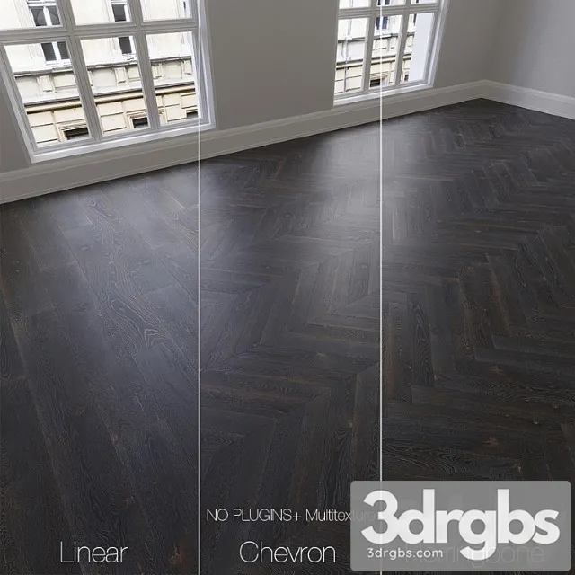 Parquet natural oak night 3 types. linear chevron herringbone. 3D Model Download
