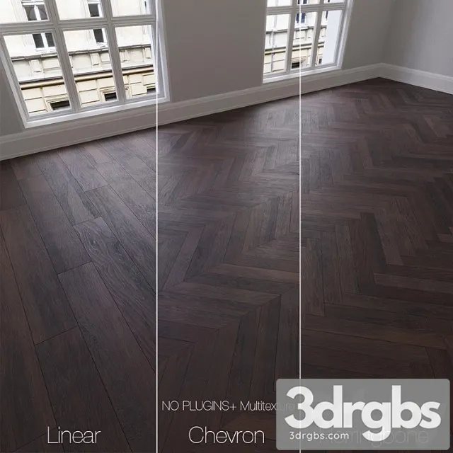 Parquet Natural Oak Smoky Mountains 3 Types Linear Chevron Herringbone 3D Model Download