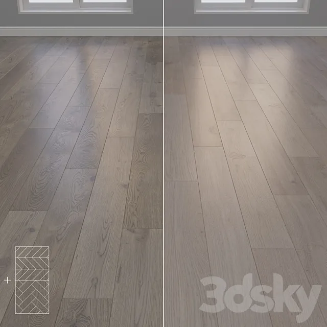 Parquet Oak 2 types layout herringbone chevron and linear setduo29 3D Model