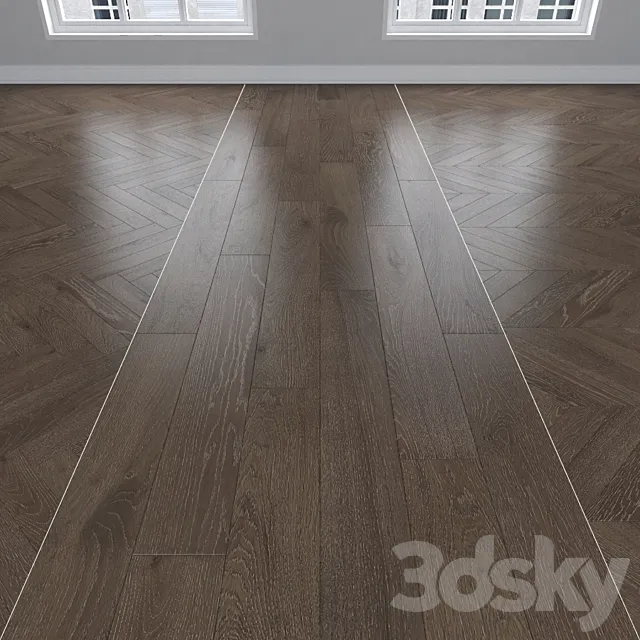 Parquet Oak 3 types: herringbone linear chevron. 3D Model