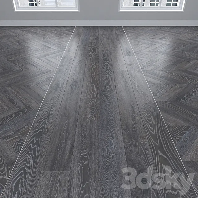 Parquet Oak 3 types: herringbone linear chevron. 3D Model