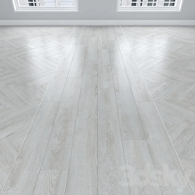 Parquet Oak 3 types: herringbone linear chevron. 3D Model