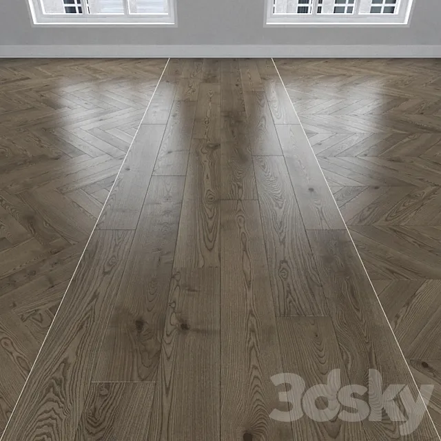Parquet Oak 3 types: herringbone linear chevron. 3D Model
