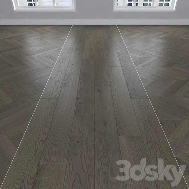 Parquet Oak 3 types: herringbone linear chevron. 3D Model