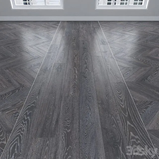 Parquet Oak 3 types herringbone linear chevron 3D Model