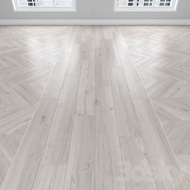 Parquet Oak 3 types: herringbone linear chevron. 3D Model