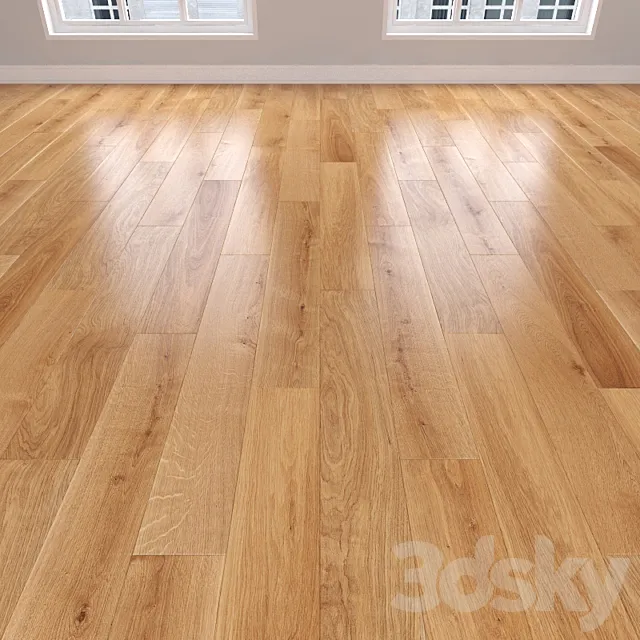 Parquet Oak caramel 3 types: herringbone linear chevron. 3D Model