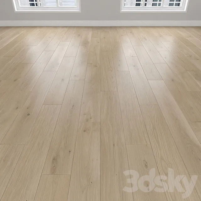 Parquet Oak sand 3 types: herringbone linear chevron. 3D Model