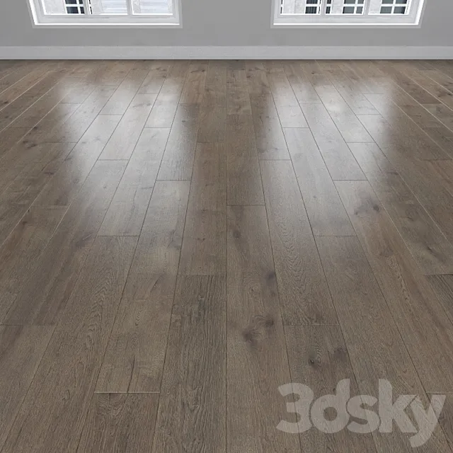 Parquet Oak smoky 3 types: herringbone linear chevron. 3D Model