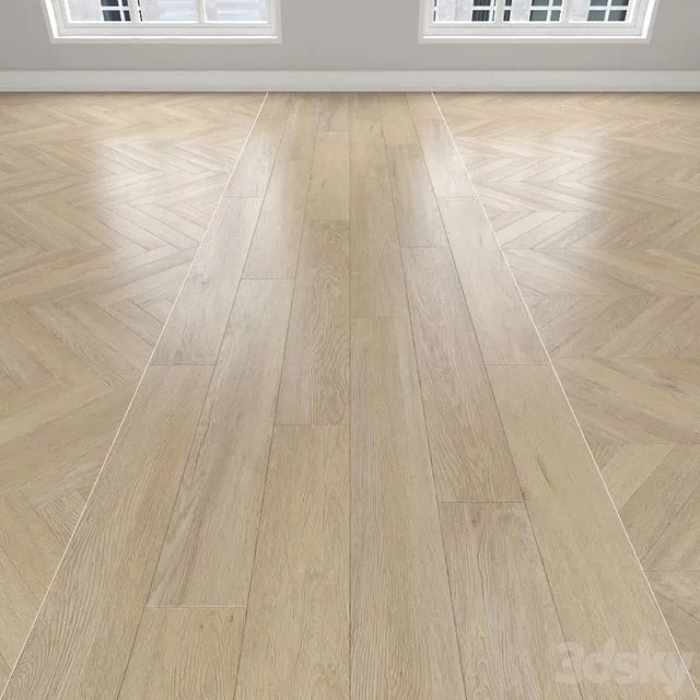Parquet Sand oak 3 types herringbone linear chevron 3D Model