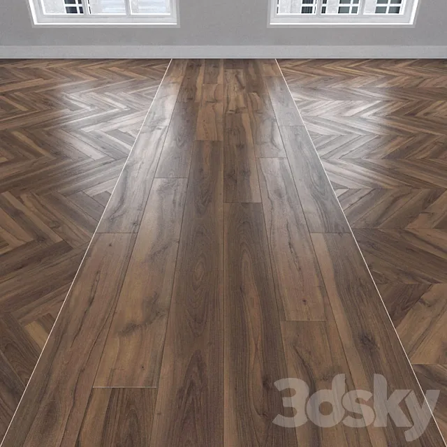 Parquet Walnut 3 types: herringbone linear chevron. 3D Model Parquet Walnut 3 types: herringbone linear chevron. 3D Model