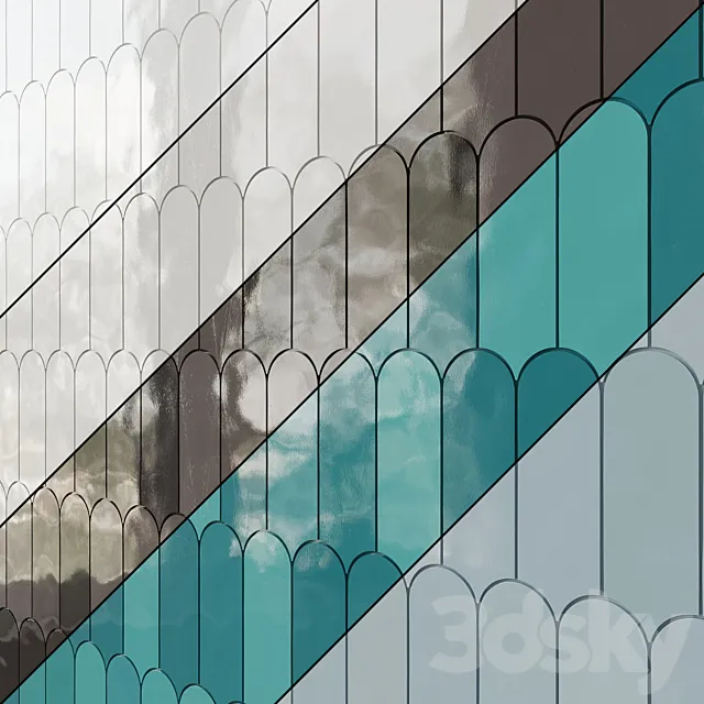 Parry Fishscale Glossy Ceramic Wall Tile Mosaic 3D Model Parry Fishscale Glossy Ceramic Wall Tile Mosaic 3D Model