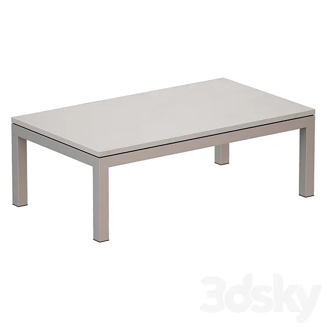 Parsons White Marble Top _ Stainless Steel Base 48×28 Small Rectangular Coffee Table (Crate and Barrel) 3DModel