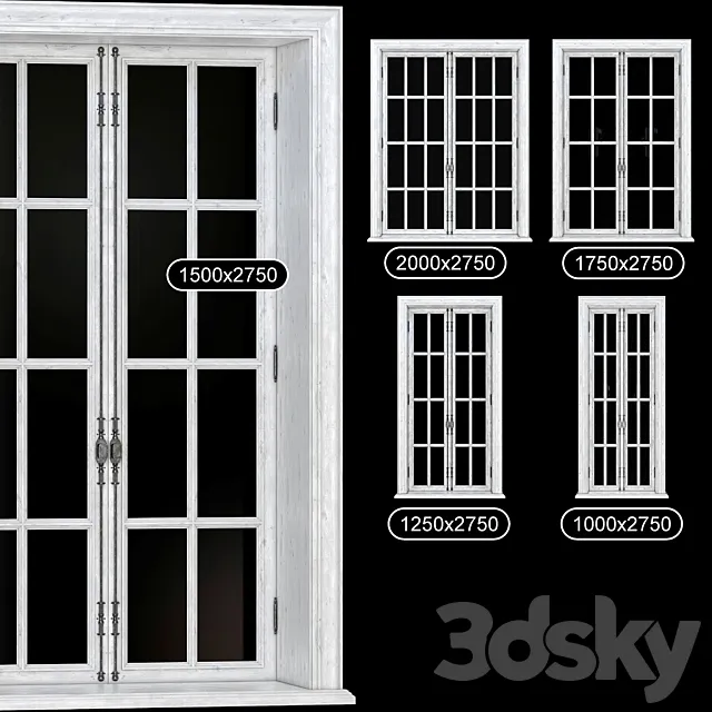 PART_1 COLLECTION FRENCH WINDOWS 1000-2000 mm (V-ray_Corona) 3DModel