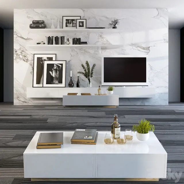 Partition wall with TV 3D Model Partition wall with TV 3D Model