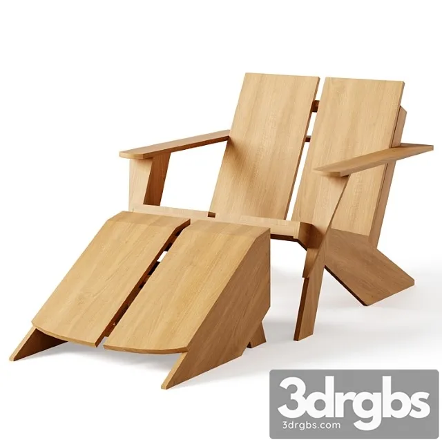 Paso teak outdoor adirondack chair with ottoman Paso teak outdoor adirondack chair with ottoman