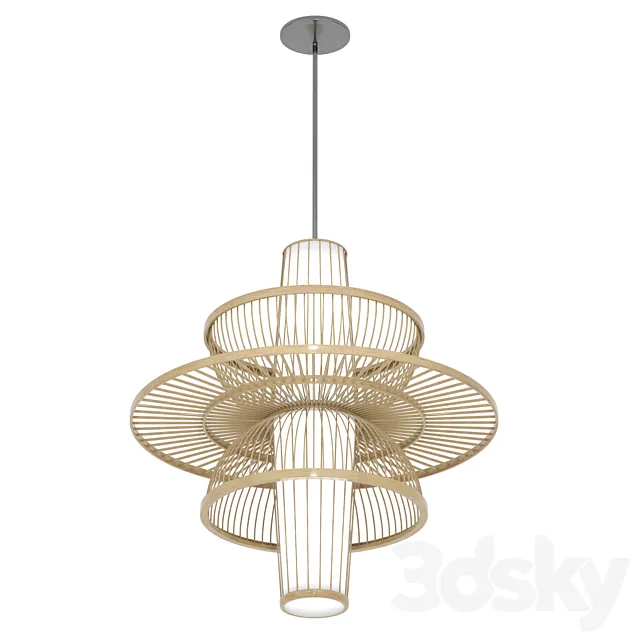 Pastoral Rattan Decorative Pendant Lights 3D Model