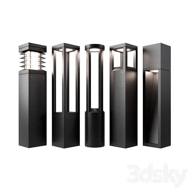 Pathway Lighting Set – Metal 3D Model Free Download
