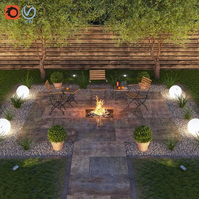 Patio set for exterior 3D Model Patio set for exterior 3D Model