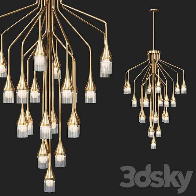 Patrona chandelier in satin gold 3D Model
