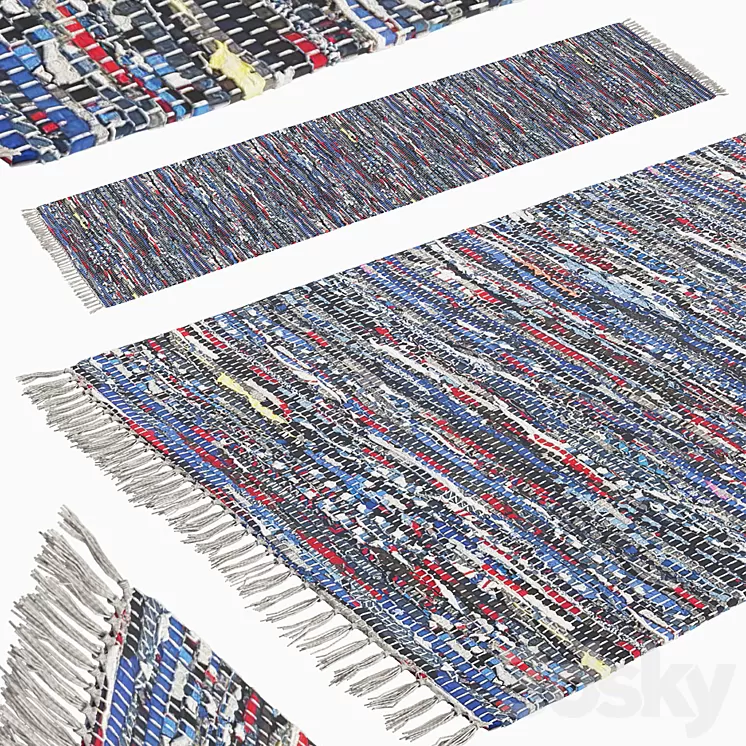 Patterned Woven Mat – Blue 3D Model