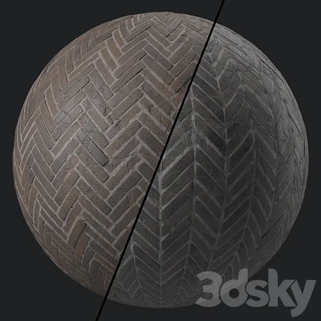 Pavement Materials 46- HerringBone Stone Paving | Sbsar Pbr 4k Seamless 3D Model