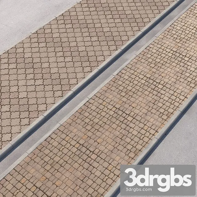 Paving 2 Sidewalk Options with Road Set 13 3D Model Download