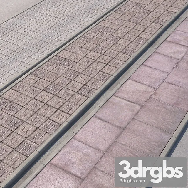 Paving 3 Variants of Pavement with Road Set 3 3D Model Download