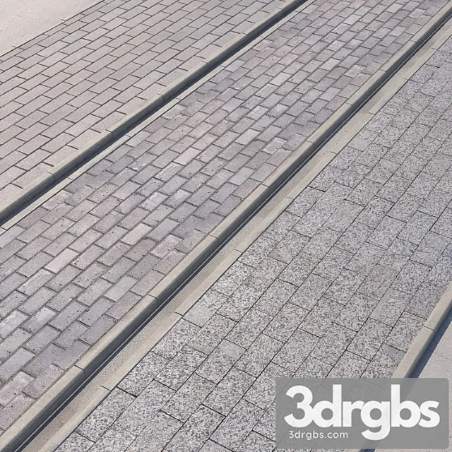 Paving 3 Variants of Pavement with Road Set 4 3D Model Download