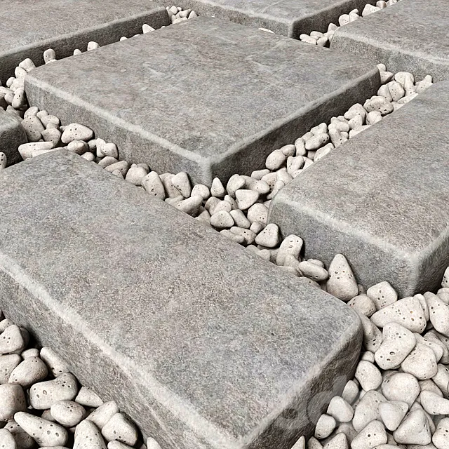 Paving and pebble _ Pebble paving 3D Model Paving and pebble _ Pebble paving 3D Model