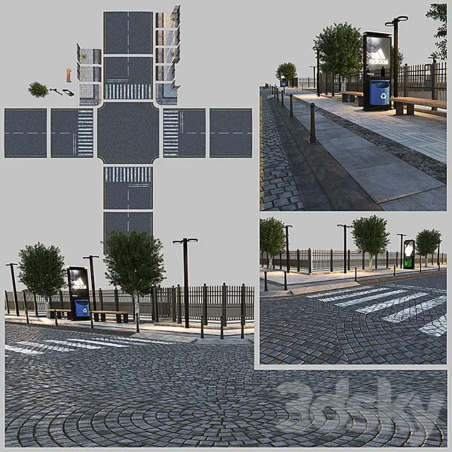 Paving and Sidewalk # 3 3DModel Paving and Sidewalk # 3 3DModel