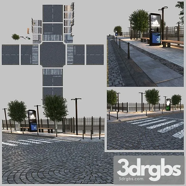 Paving and Sidewalk  3D Model Download
