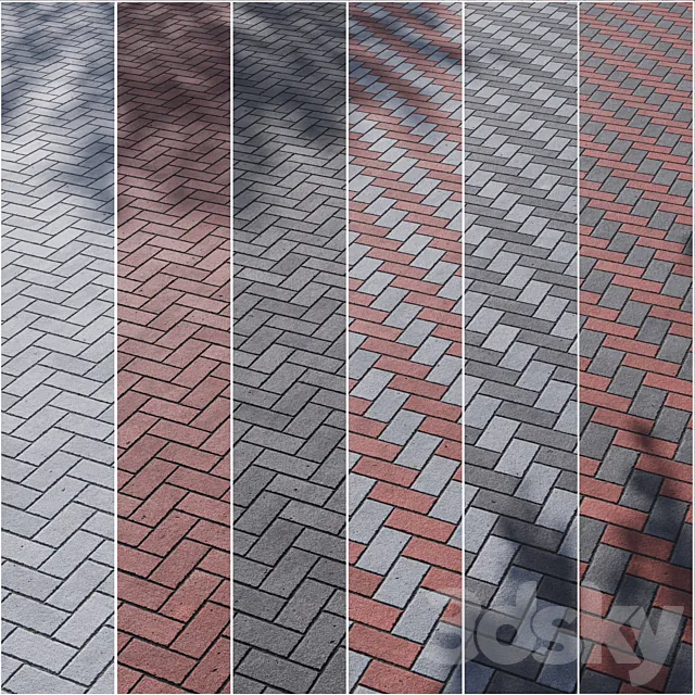 Paving Concrete Set 01(6 type colors) 3D Model Paving Concrete Set 01(6 type colors) 3D Model