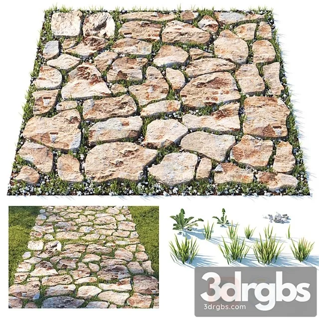 Paving Decorative Grass Path 3D Model Download