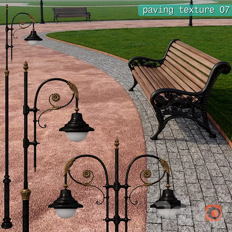 Paving granite crumb HR / street furniture 07 3D Model Paving granite crumb HR / street furniture 07 3D Model