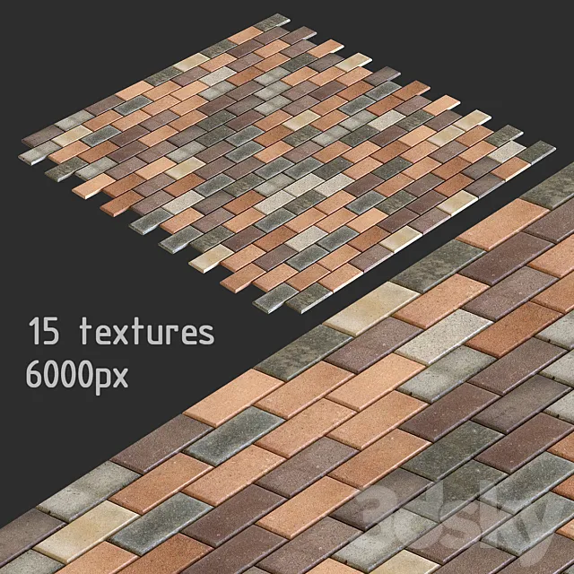 Paving slabs. 15 textures 3DModel Paving slabs. 15 textures 3DModel