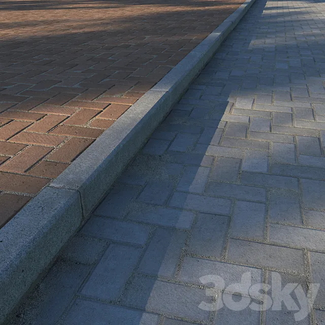 Paving slabs and curb (curb) 3DModel Paving slabs and curb (curb) 3DModel