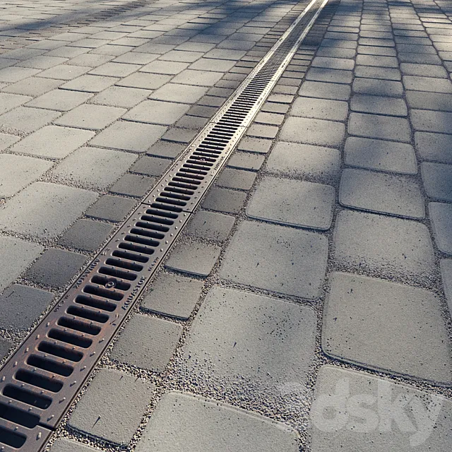 Paving slabs and storm grate 3DModel Paving slabs and storm grate 3DModel