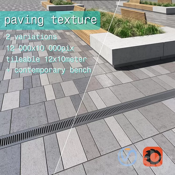Paving \/ street furniture 02 3D Model