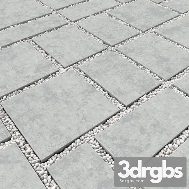 Paving Tile Pebble Low Oval N5 Bruschatka Iz Plit S Galkoi 5 3D Model Download